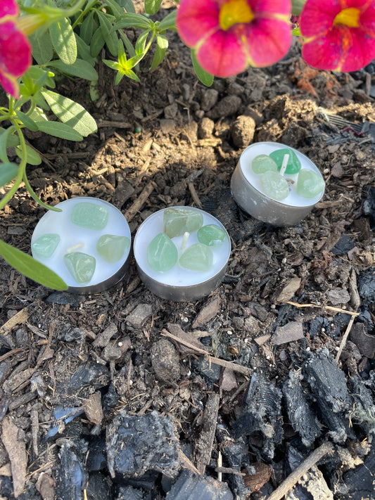 Green Aventurine Tealights; 3x