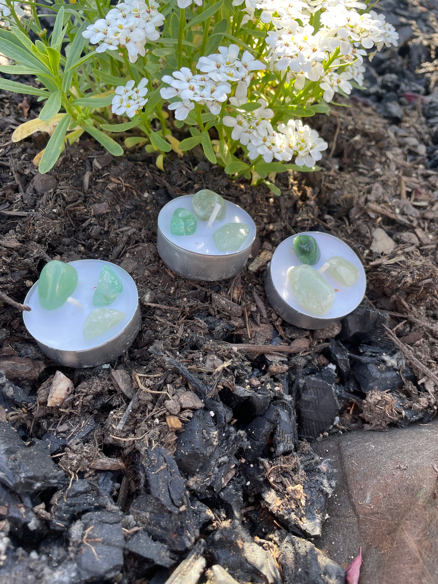 Green Aventurine Tealights; 3x