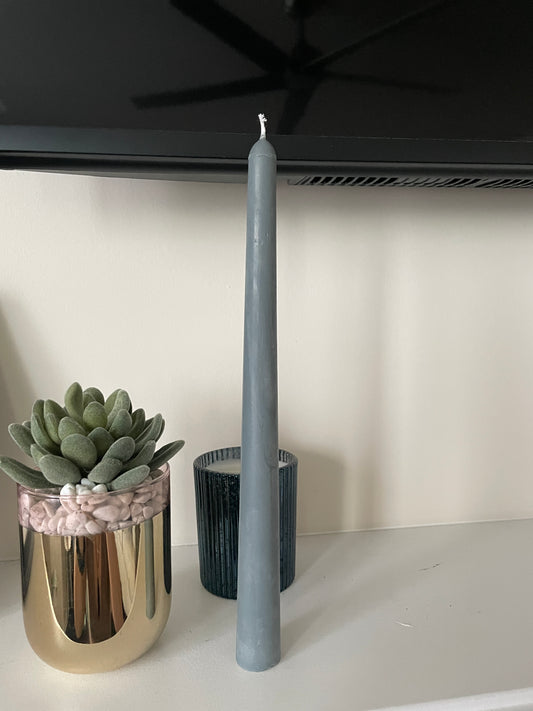 Classy Gray Taper Candle - Sandalwood -