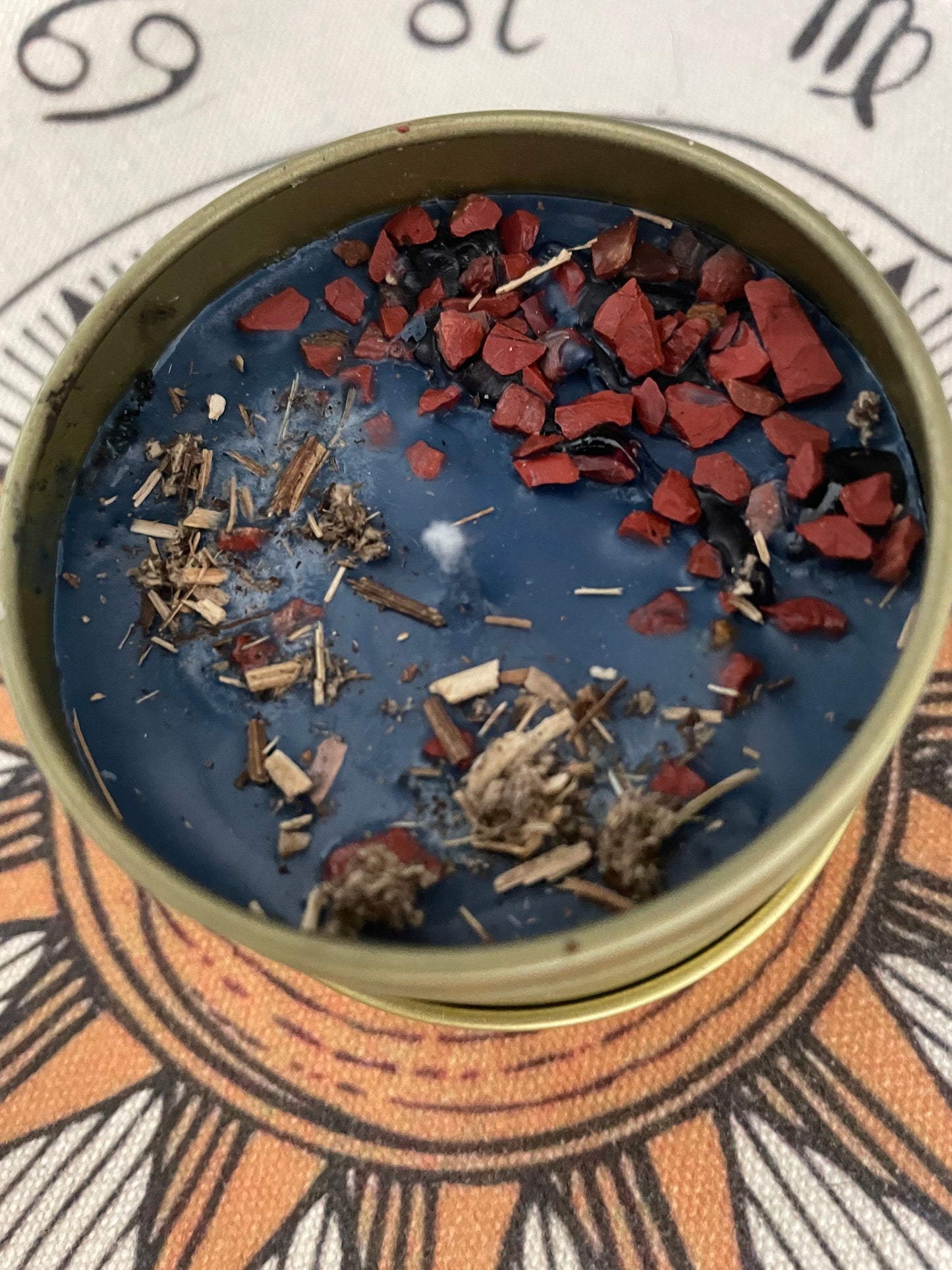 Courage - Coffee Cake candle w/ Red jasper & herbs
